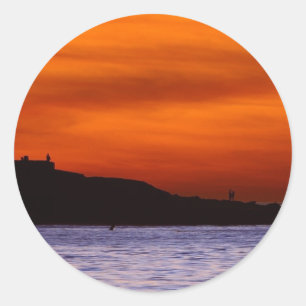 Zonsondergangen La Jolla Stranden Wolken Sinaasapp Ronde Sticker