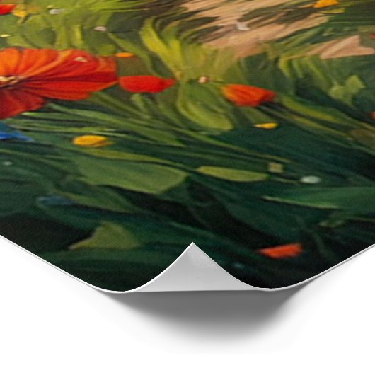 Zonsondergang's Canvas, kleurrijke bloemen Poster (Hoek)