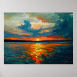 Zonsondergangsindruk Poster