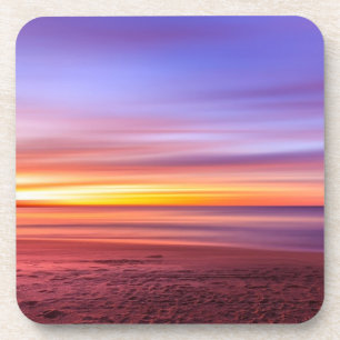 Zonsondergangslucht boven strand en zee bier onderzetter