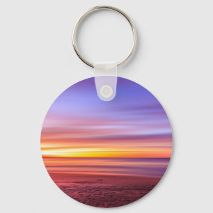 Zonsondergangslucht boven strand en zee sleutelhanger