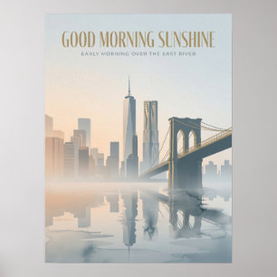 Zonsopgang aan de East River bij Manhattan Poster