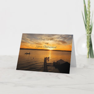 Zonsopgang aan het meer, pensioen gefeliciteerd kaart