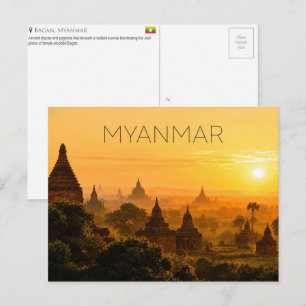 Zonsopgang bij Bagan, Myanmar Reisansichtkaart Briefkaart