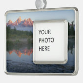 Zonsopgang bij Schwabacker Landing in Grand Teton Verzilverd Kader Ornament (Links)