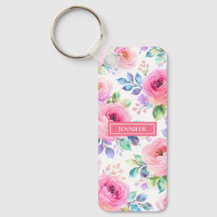 Zonsopgang Bloemige Boho Aangepaste Naam Ontwerp Sleutelhanger