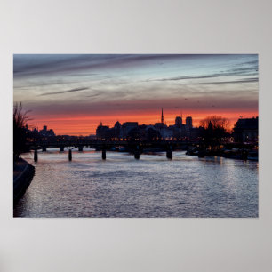 Zonsopgang boven Ile de la Cite en Notre Dame - Pa Poster