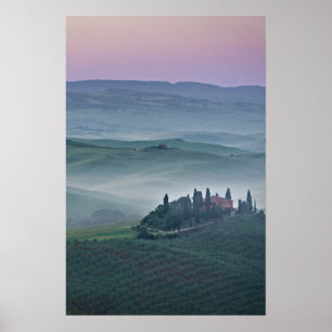 Zonsopgang boven Toscane verticale poster