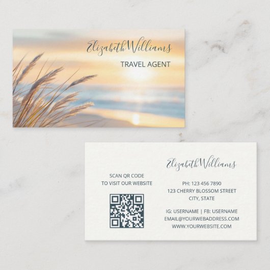 Zonsopgang en gras | QR-code Visitekaartje (Voorkant / Achterkant)