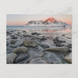 Zonsopgang Flakstad en Skagsanden Beach Briefkaart