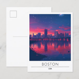 Zonsopgang in Boston Massachusetts Verenigde State Briefkaart