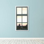 Zonsopgang Landschap Windmolen Faux Window Uitzich Canvas Afdruk (Insitu (Houten vloer))