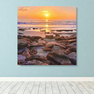 Zonsopgang oceaan kustlijn Canvas  Afdruk