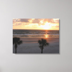 Zonsopgang op het strand Ingewikkeld Canvas Afdruk