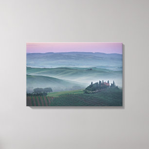 Zonsopgang over een Toscaans landschapsdoek Canvas Afdruk