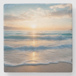 Zonsopgang over het strand stenen onderzetter