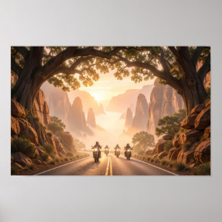 Zonsopgang Ruiters Door Canyon Rust Poster