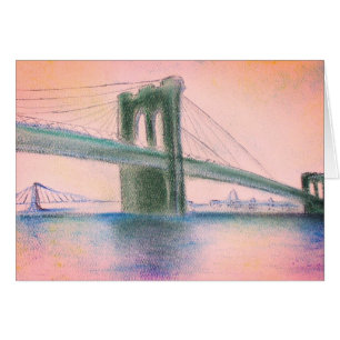 Zonsopgang Serene Brooklyn Bridge NYC Wenskaart