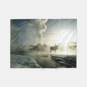 Zonsopgang Silhouet van Eland bij Castle Geyser Fleece Deken