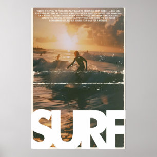 Zonsopgang Surfposter Vintage Kust Muur Kunstprint Poster