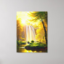 Zonsopgang Waterval Bomen Rivier Mooie Landschap