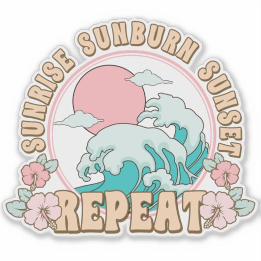 Zonsopgang Zonnebrand Zonsondergang Herhaal Strand Sticker (Voorkant)