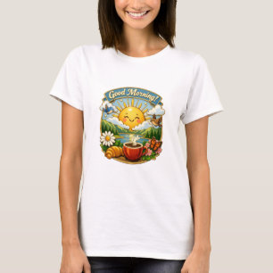 Zonsopgangkoffie bij de rivier t-shirt