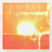 Zonsopkomst bij brand glazen onderzetter (Voorkant)