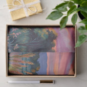 Zonsopkomst bij de vijver waterverf tissuepapier (Geschenk)