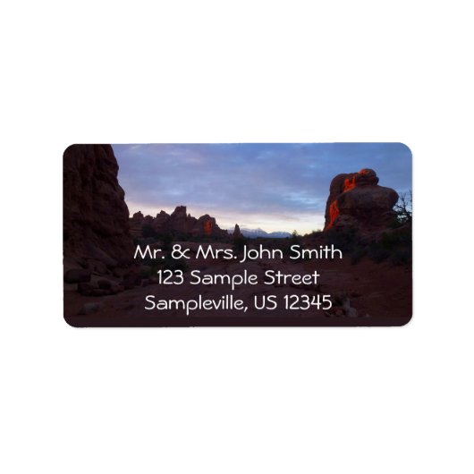 Zonsopkomst bij de Windows Trail in Arches Etiket (Voorkant)