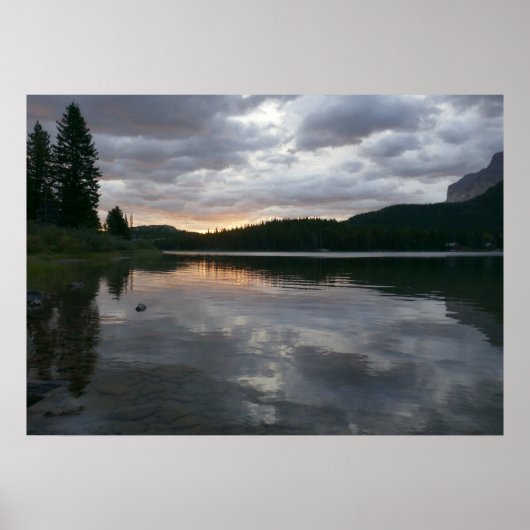 Zonsopkomst bij Swiftcurrent Lake II Poster (Voorkant)
