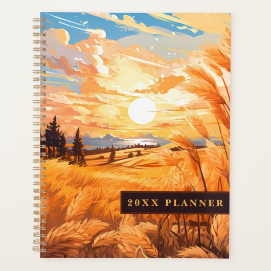 Zonsopkomst boven een tarweveld planner (Voorkant)