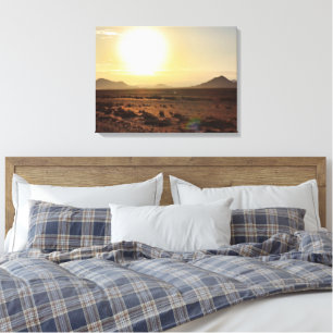 Zonsopkomst boven Namib Desert uitgerekt canvas Afdruk