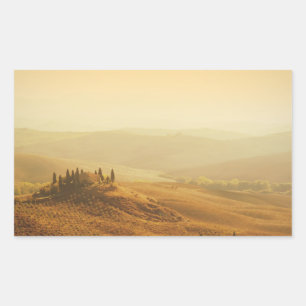 Zonsopkomst boven Toscane rechthoekige sticker