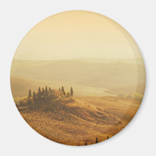 Zonsopkomst boven Toscane ronde magneet