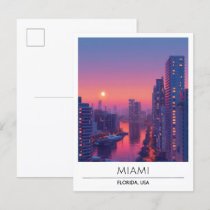 Zonsopkomst in Miami Florida USA Reizen Briefkaart