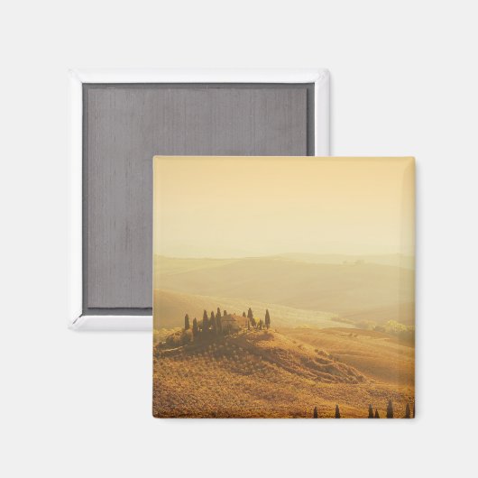 Zonsopkomst over een landschap in Toscane magneet (Voorkant / Achterkant)