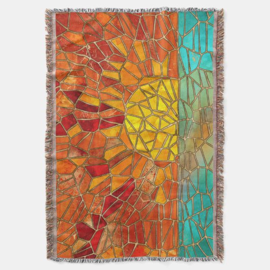 Zonsopkomst over zee mozaïek kunst deken (Voorkant Verticaal)