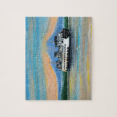 Zonsopkomst veerboot schilderij legpuzzel (Verticaal)
