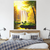 Zonsopkomst Waterval Bomen Rivier Prachtig Landsch Canvas Afdruk (Insitu (Slaapkamer))