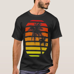 Zonsopkomst Zomer Palm gevoel Strand Design T-shirt