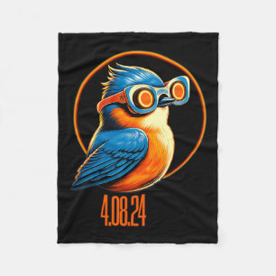 Zonsverduistering 04 08 2024 Eastern Bluebird Ecli Fleece Deken