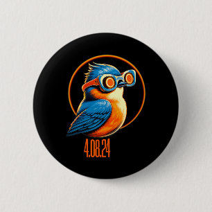 Zonsverduistering 04 08 2024 Eastern Bluebird Ecli Ronde Button 5,7 Cm