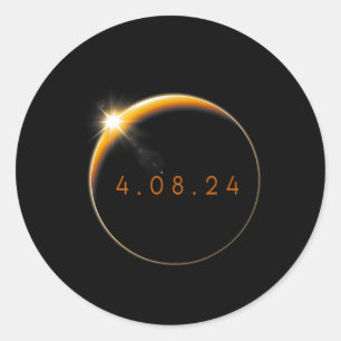 Zonsverduistering 2024 040824 Eclipse Mannen Vrouw Ronde Sticker