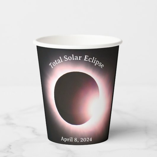 Zonsverduistering 2024, 8 april papieren bekers (Voorkant)