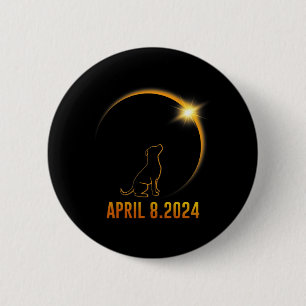Zonsverduistering 2024 Hond Totaal 1 Ronde Button 5,7 Cm