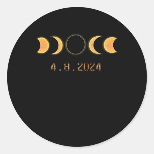Zonsverduistering 2024 Totaal april 8 Ronde Sticker (Voorkant)