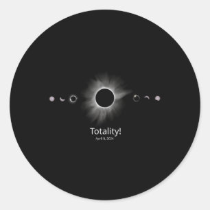 Zonsverduistering 2024 Totaal Ronde Sticker