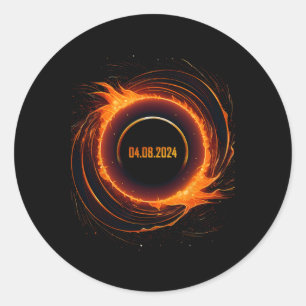 Zonsverduistering 2024 Totale Zon Verduistering Ronde Sticker