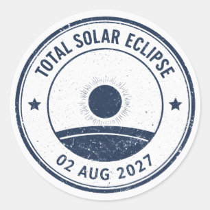 Zonsverduistering 2 augustus 2027 ronde sticker